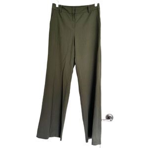 Lafayette 148 Virgin Wool Gates Straight Leg Trouser Olive Green Size 4